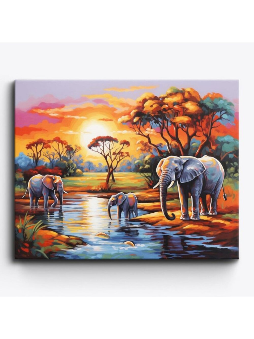 Framed Paint by Numbers Kit for Adults - 40"x50" Elephant Mosaic Art, 36 Colors